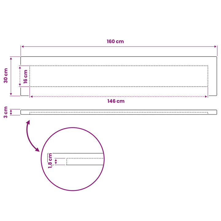 Rektangulært Bordplade 90 x 50 x 3,5 cm Rektangulær Hvid