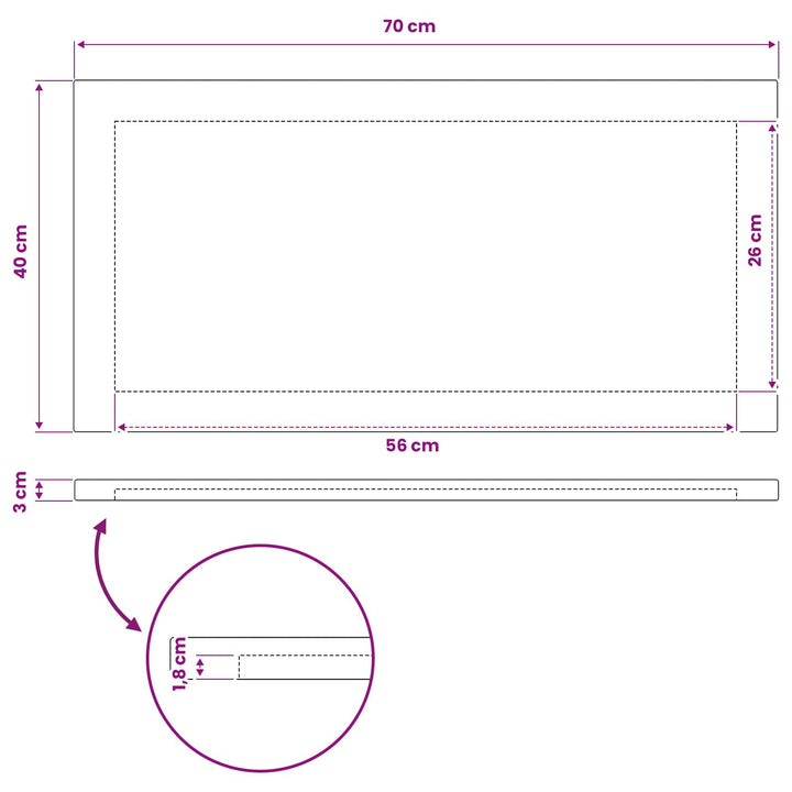 Rektangulært Bordplade 90 x 50 x 3,5 cm Rektangulær Naturfarvet
