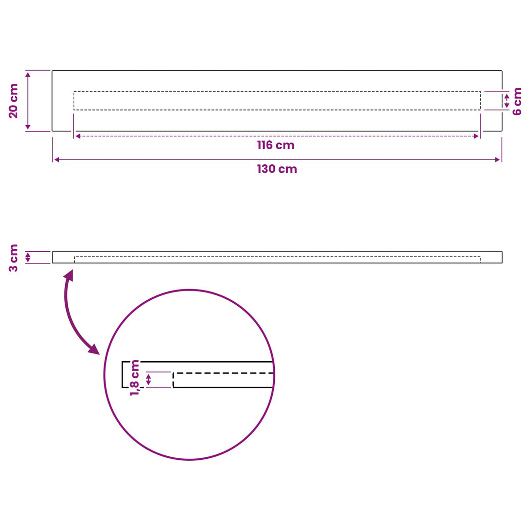 Rektangulært Bordplade 90 x 50 x 3,5 cm Rektangulær Hvid