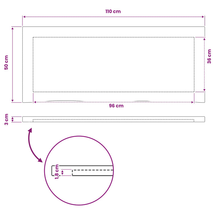Rektangulært Bordplade 90 x 50 x 3,5 cm Rektangulær Mørk Brun