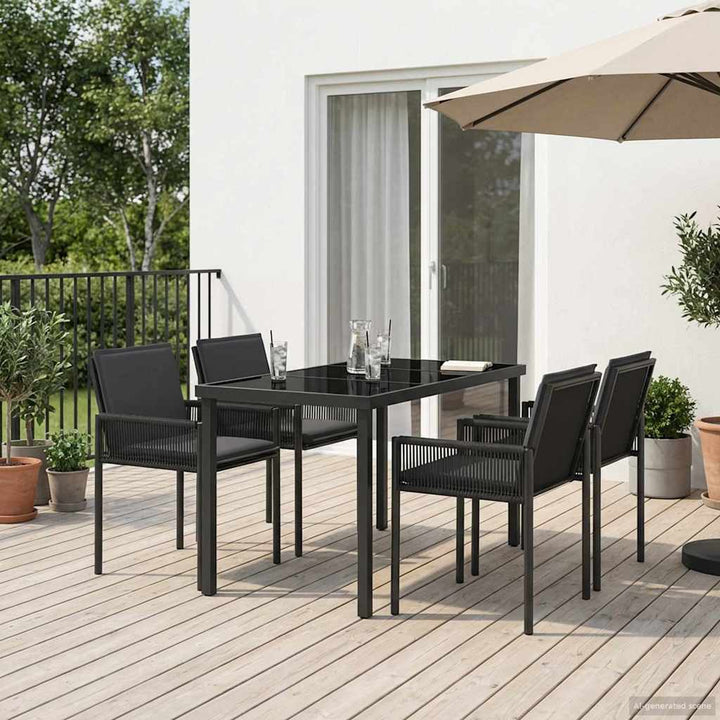 Have Spisebordssæt 13 stk. Sort polyrattan