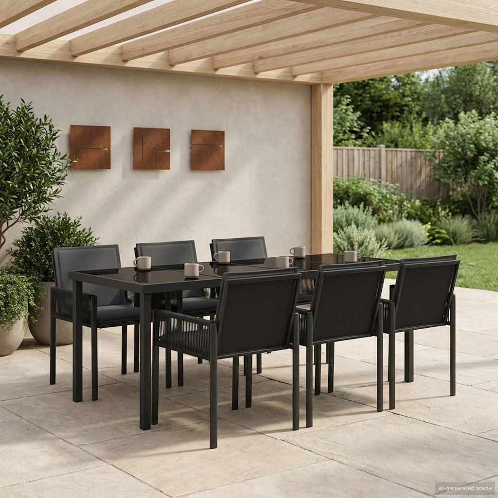 Have Spisebordssæt 19 stk. Sort polyrattan