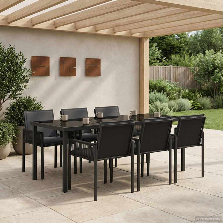 Have Spisebordssæt 19 stk. Sort polyrattan