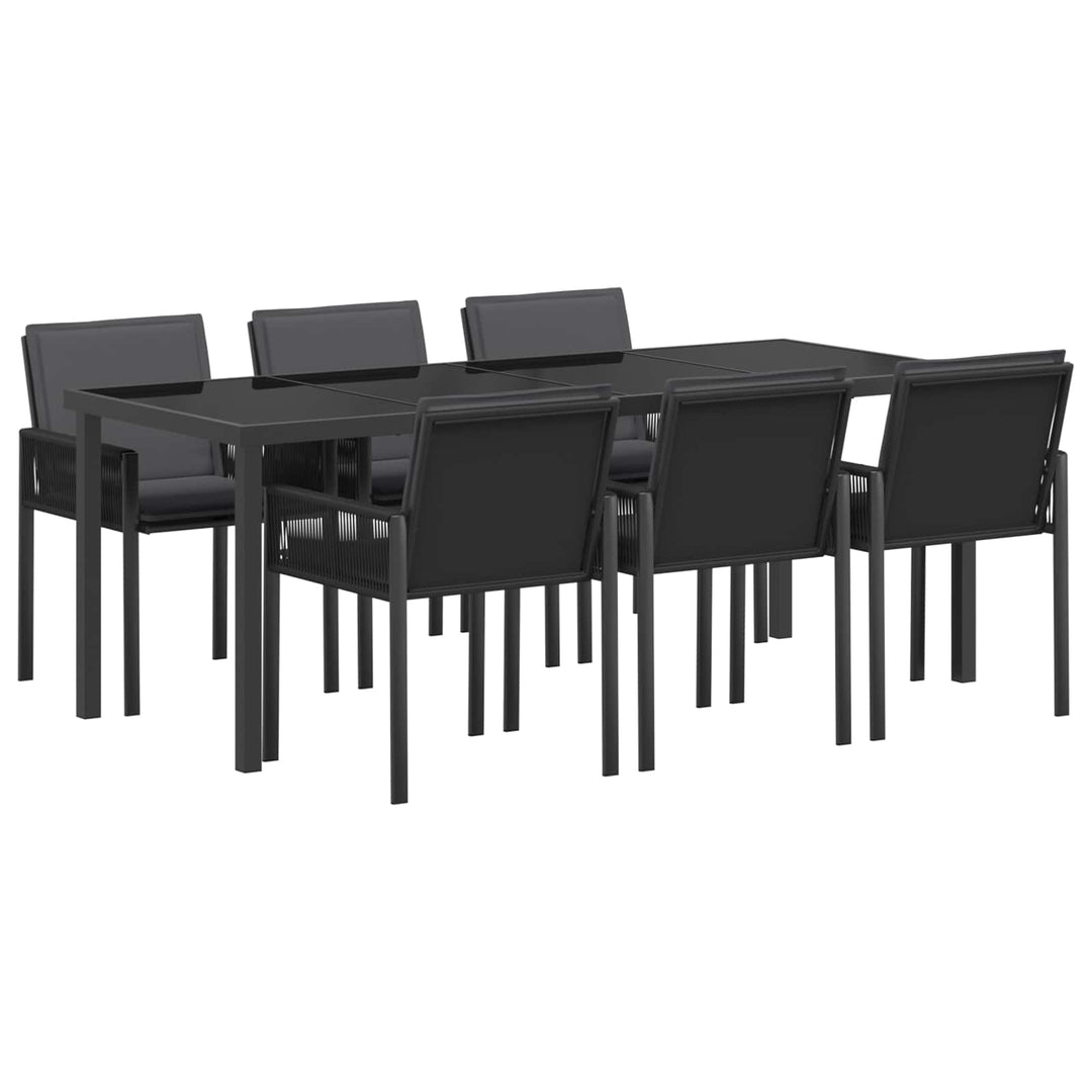 Have Spisebordssæt 19 stk. Sort polyrattan