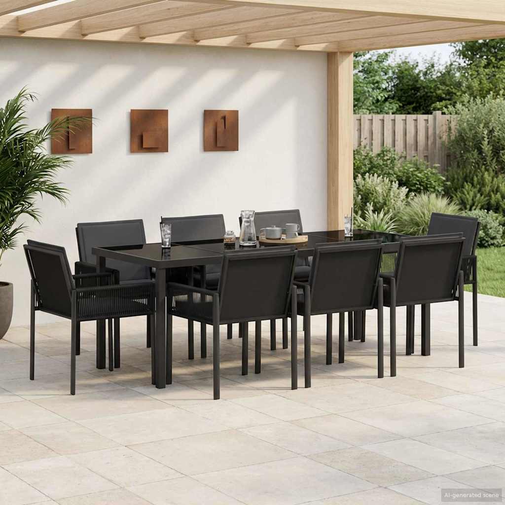 Have Spisebordssæt 25 stk. Sort polyrattan