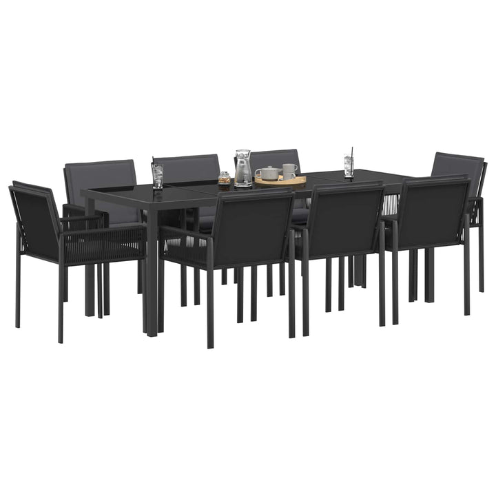 Have Spisebordssæt 25 stk. Sort polyrattan