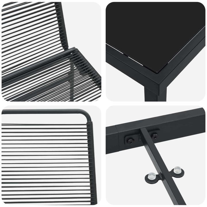 Have Sæt 5 stk. Sort Metal og Rattan