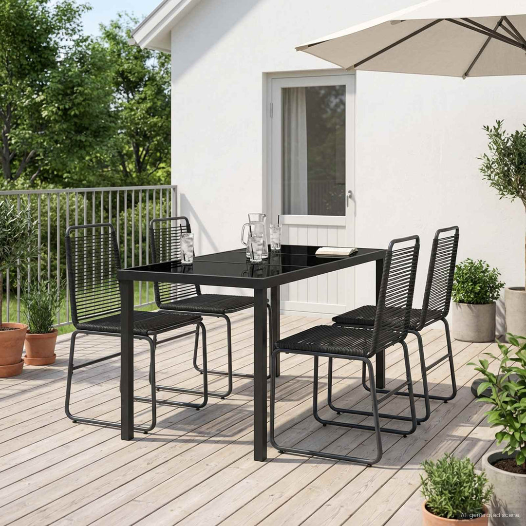 Have Sæt 5 stk. Sort Metal og Rattan