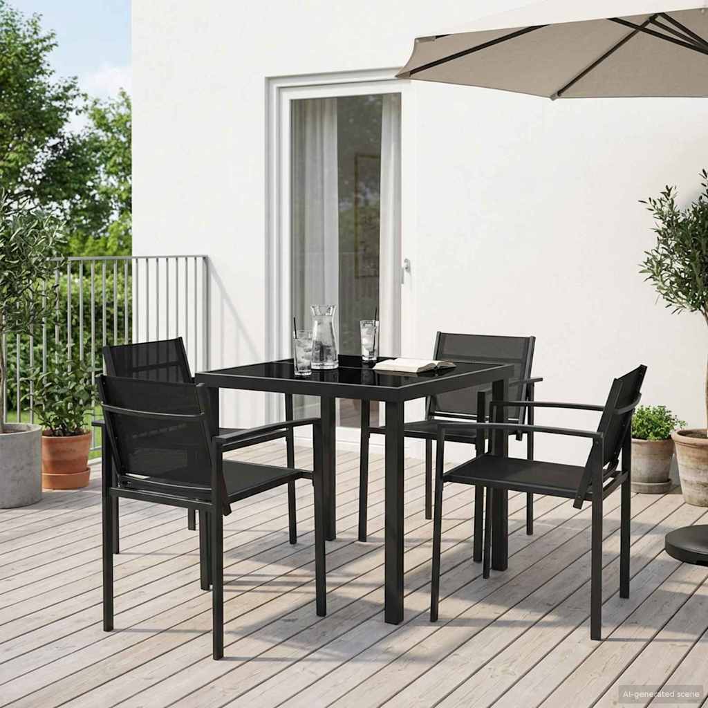 Have møbel sæt 5 pcs Sort og Anthracit 80 x 80 x 73 cm