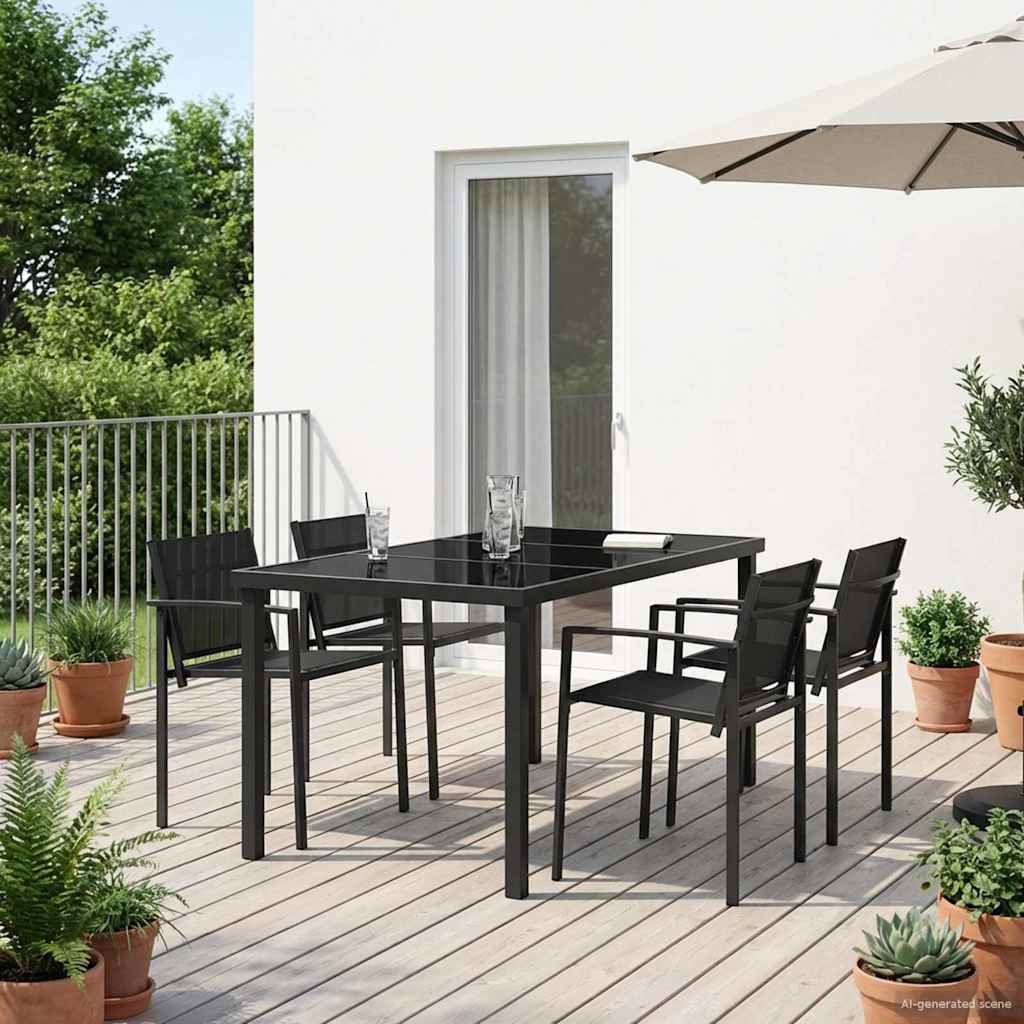 Have møbel sæt 5 pcs Sort og Anthracit 160 x 80 x 73 cm