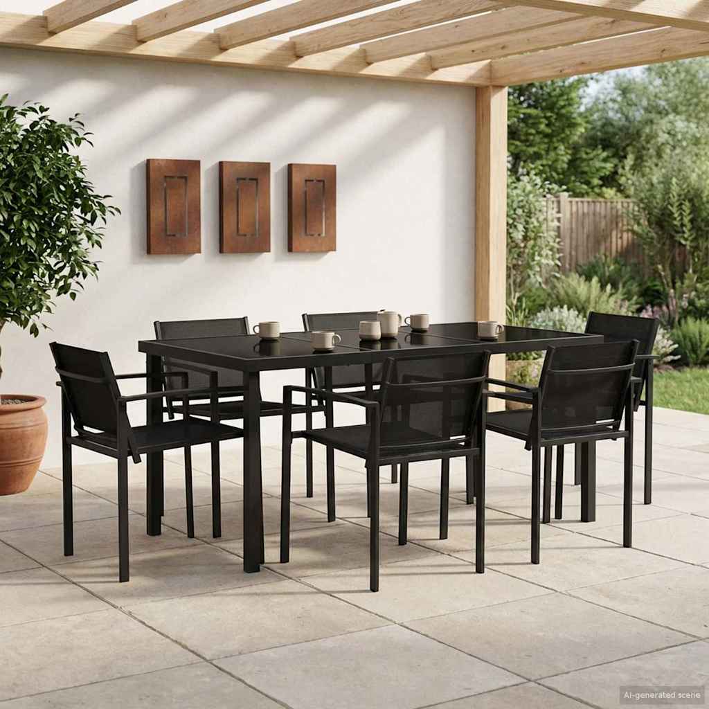 Have møbel sæt 7 pcs Sort og Anthracit 160 x 80 x 73 cm