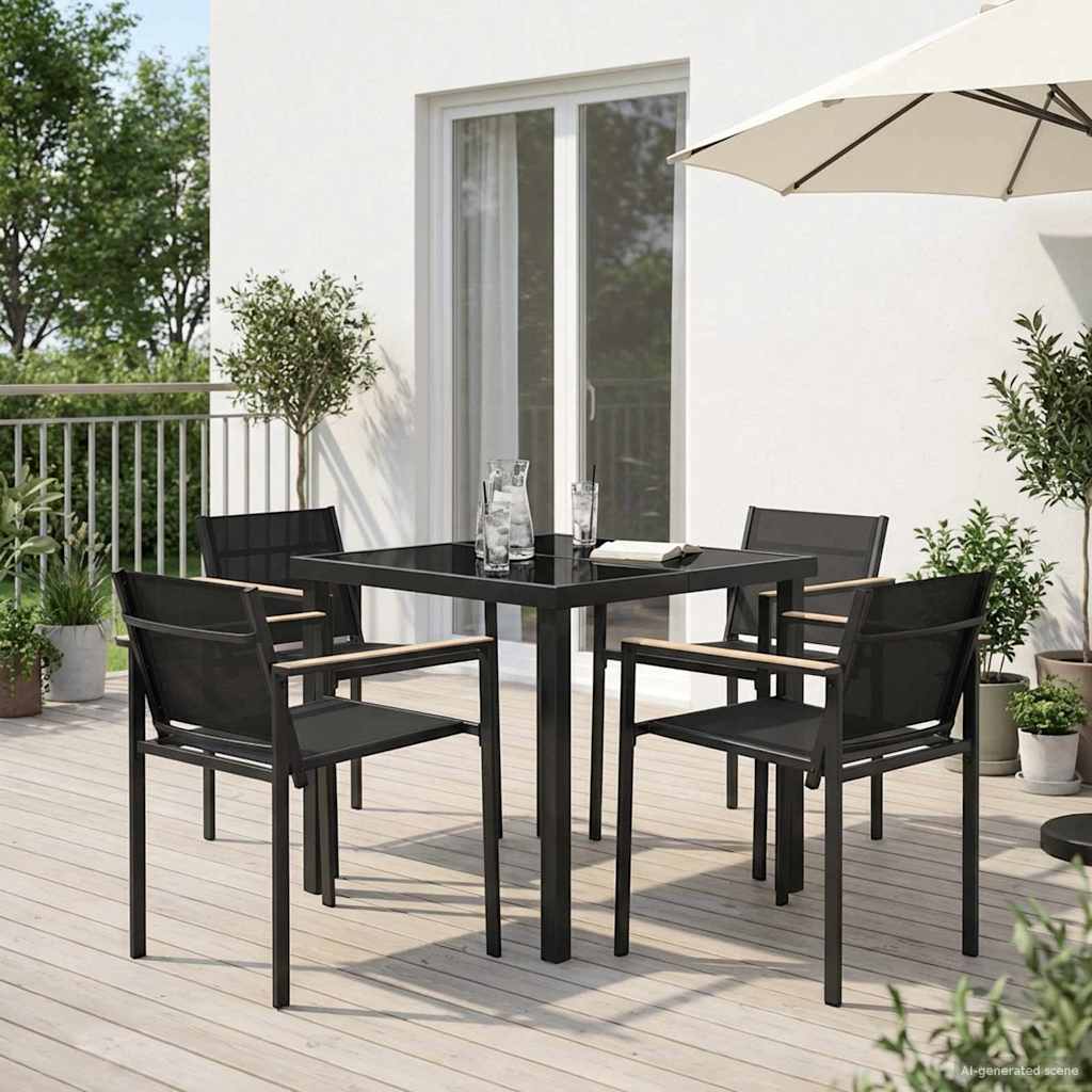 Have møbel sæt 5 pcs Sort og Anthracit 80 x 80 x 73 cm