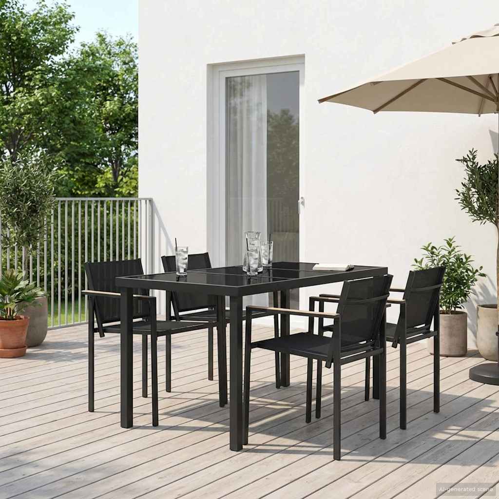 Have møbel sæt 5 pcs Sort og Anthracit 140 x 70 x 73 cm