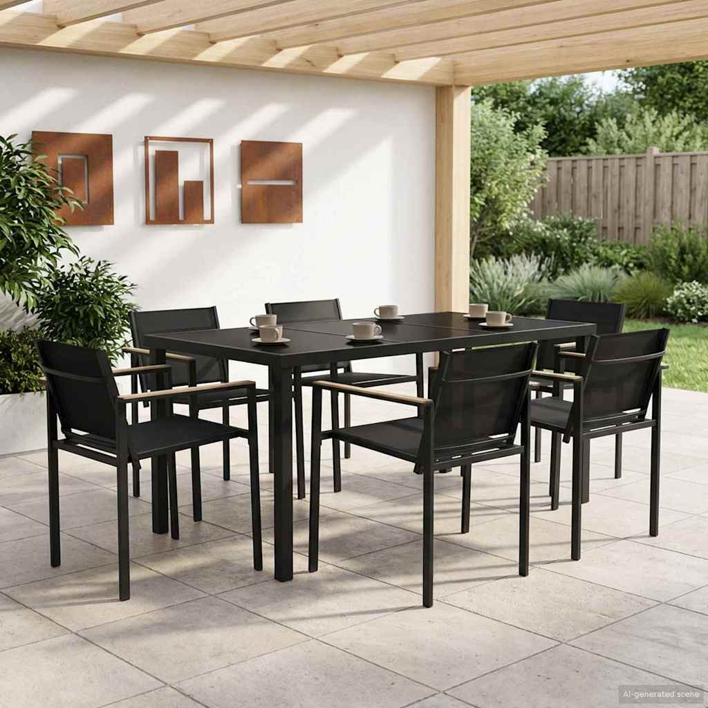 Have møbel sæt 7 pcs Sort og Anthracit 160 x 80 x 73 cm
