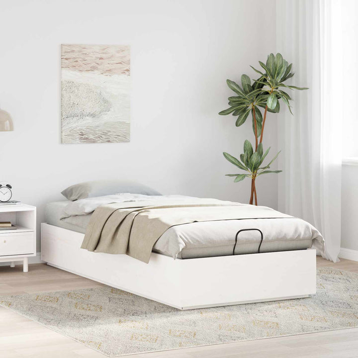Otmansengestel med opbevaring Hvid 75 x 190 cm Massivt fyrretræ