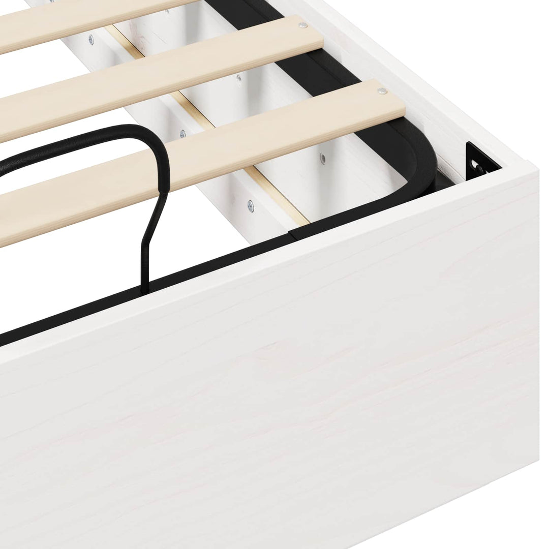 Otmansengestel med opbevaring Hvid 90 x 190 cm Massivt fyrretræ