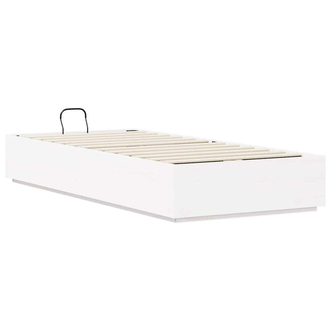Otmansengestel med opbevaring Hvid 90 x 190 cm Massivt fyrretræ