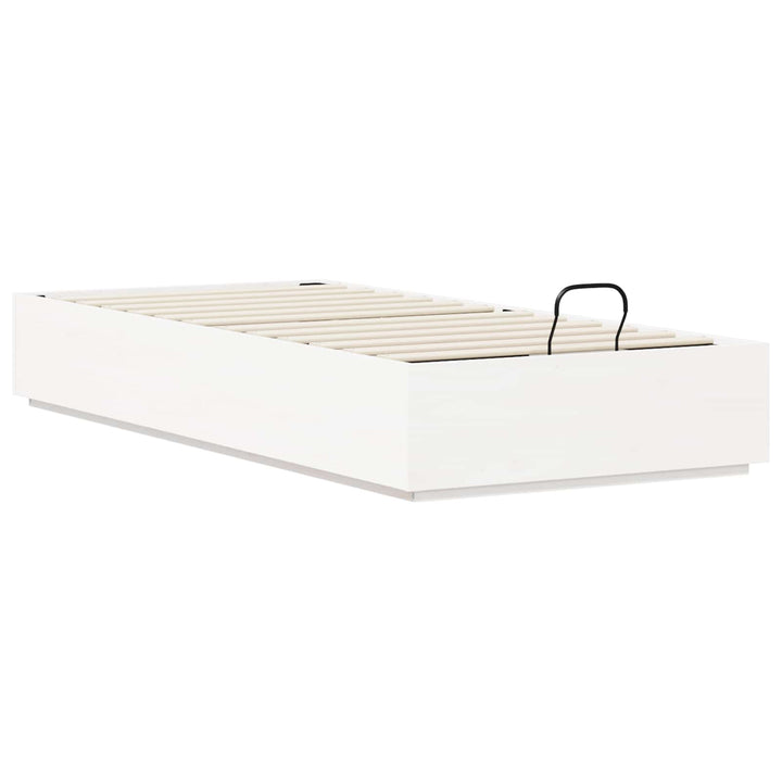 Otmansengestel med opbevaring Hvid 90 x 200 cm Massivt fyrretræ