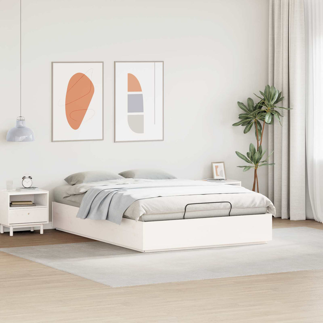 Ottoman Sengestel Hvid 140 x 190 cm Massivt fyrretræ