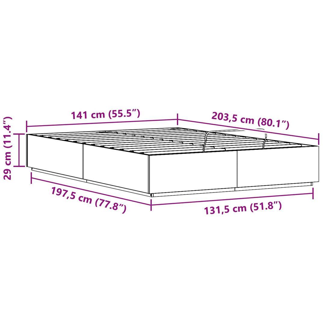 Otmansengestel med opbevaring Voksbrun 140 x 200 cm