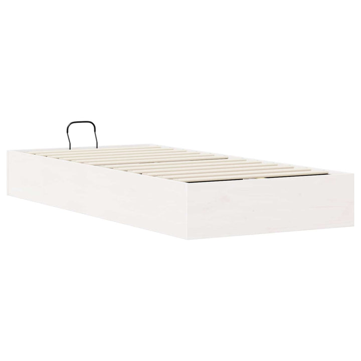 Otmansengestel med opbevaring Hvid 75 x 190 cm Massivt fyrretræ