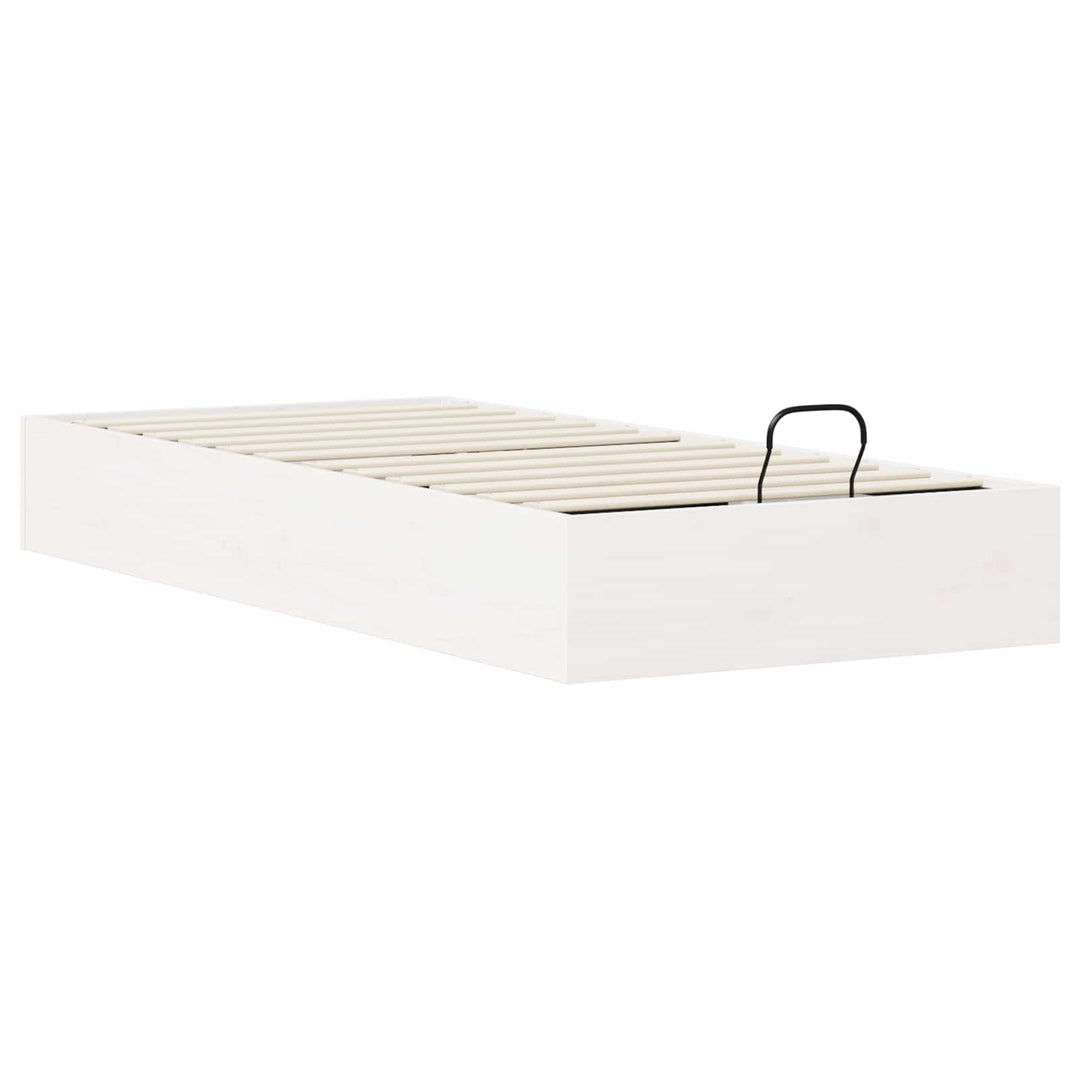 Otmansengestel med opbevaring Hvid 90 x 190 cm Massivt fyrretræ