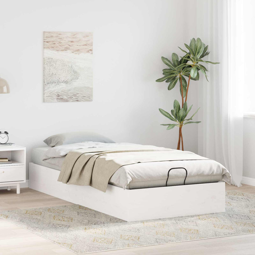 Otmansengestel med opbevaring Hvid 80 x 200 cm Massivt fyrretræ