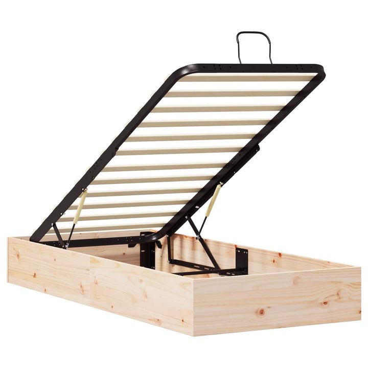 Otmansengestel med opbevaring Naturfarvet 90 x 200 cm