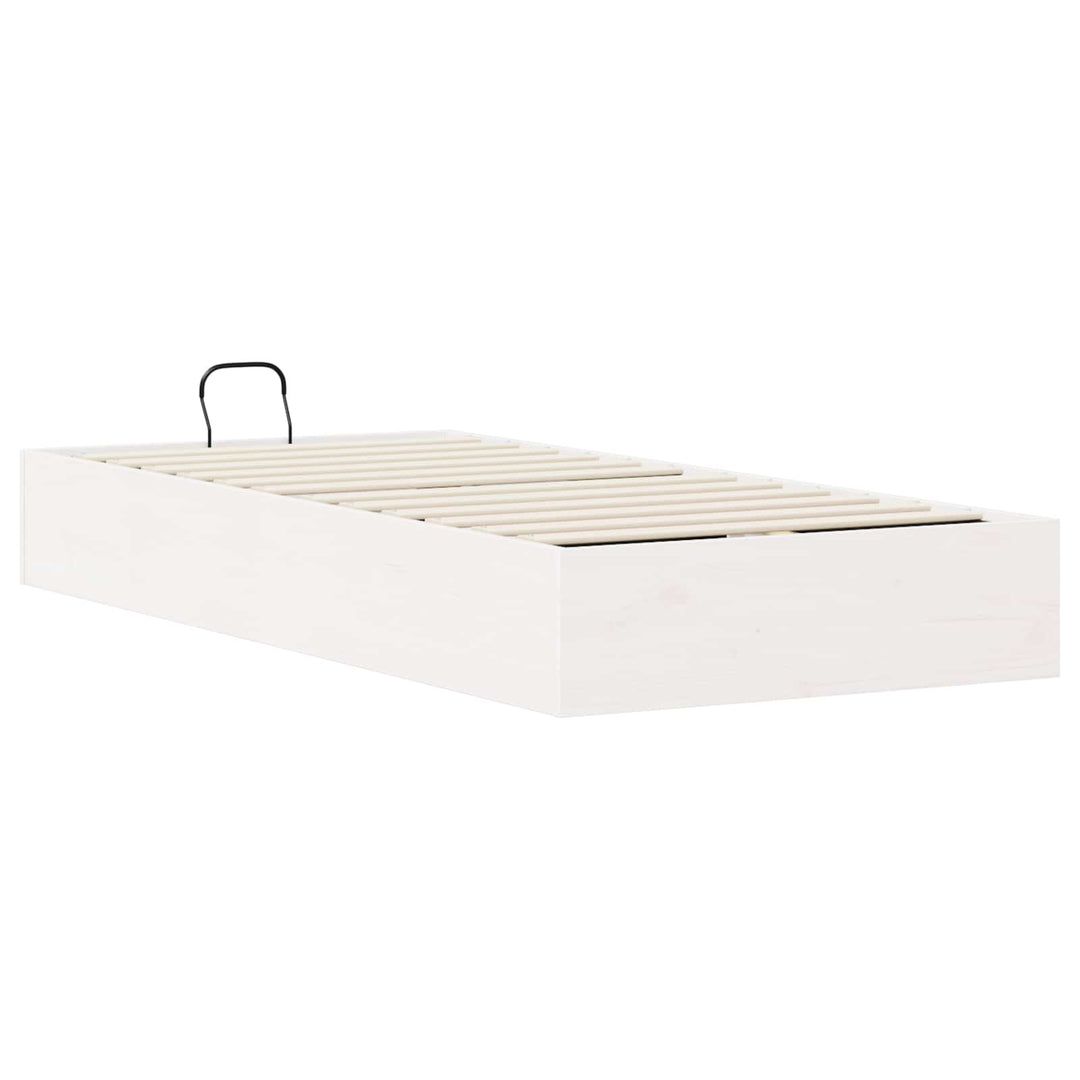 Otmansengestel med opbevaring Hvid 90 x 200 cm Massivt fyrretræ