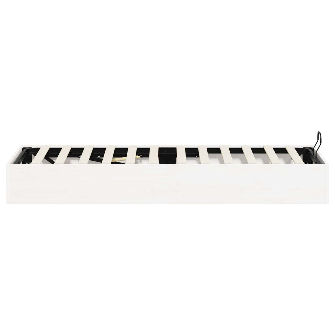 Otmansengestel med opbevaring Hvid 90 x 200 cm Massivt fyrretræ