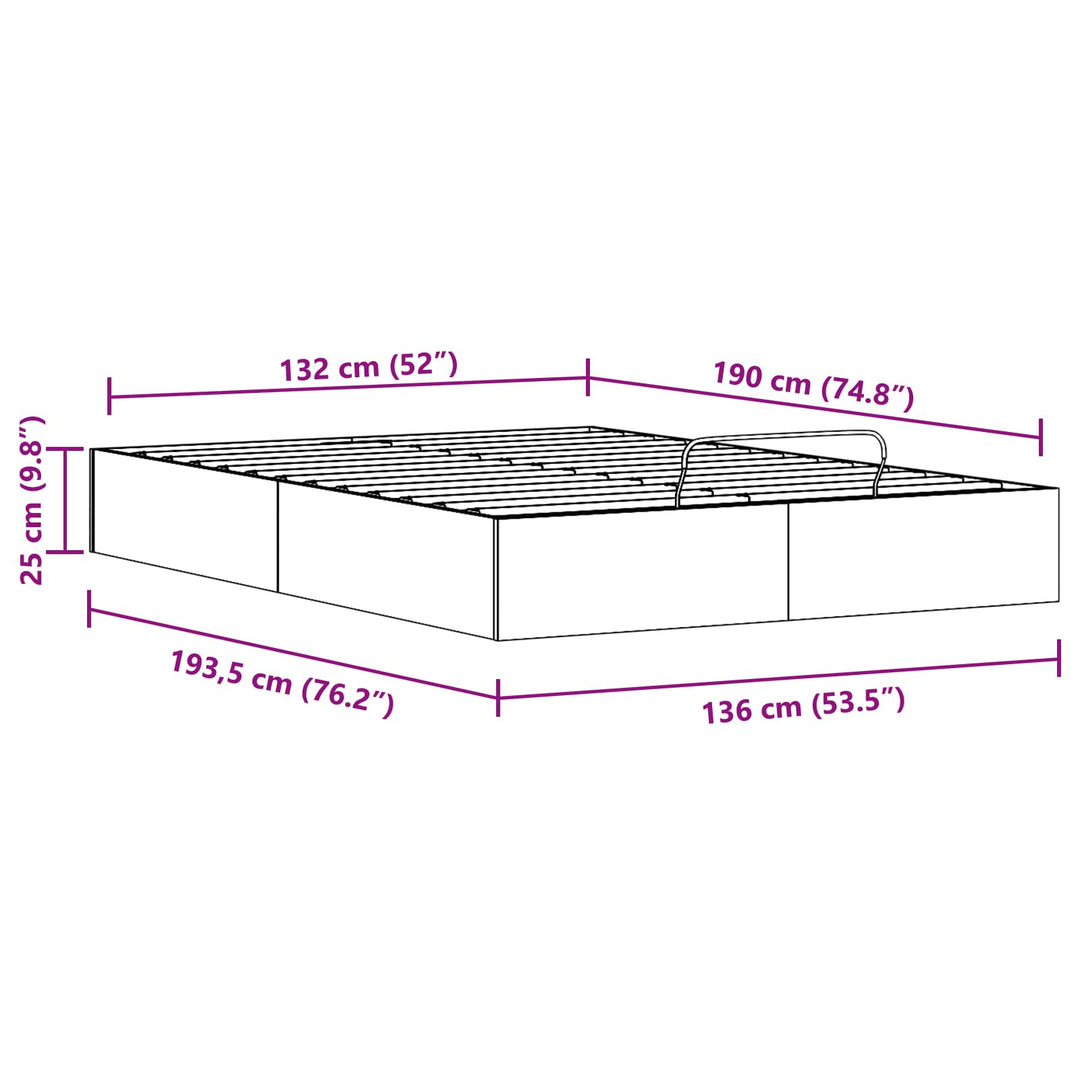 Otmansengestel med opbevaring VoksBrun 135 x 190 cm