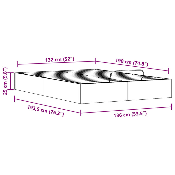 Otmansengestel med opbevaring VoksBrun 135 x 190 cm