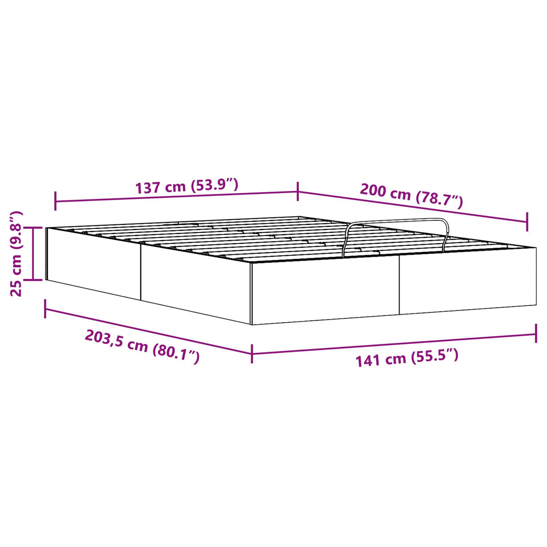 Otmansengestel med opbevaring Naturfarvet 140 x 200 cm