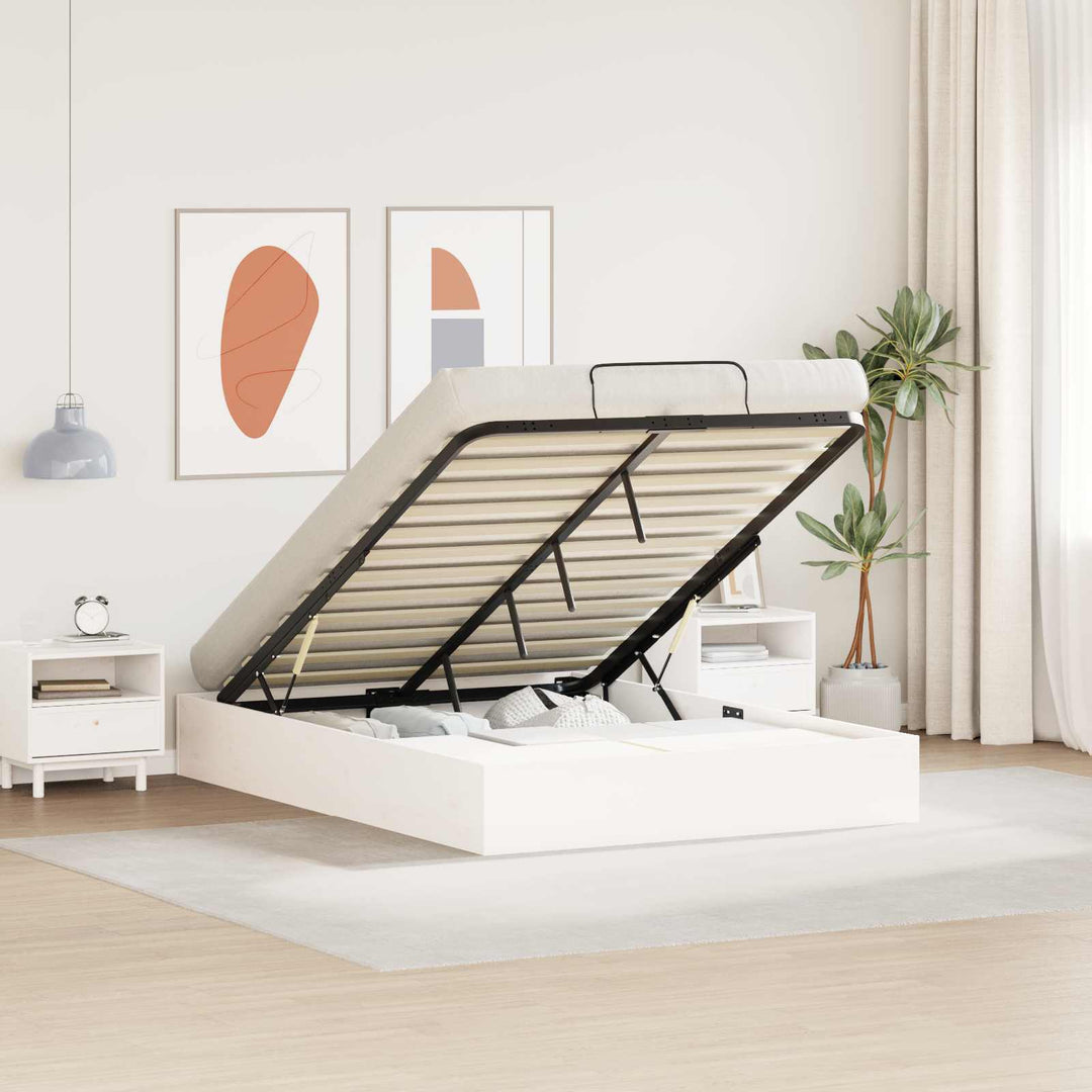 Otmansengestel med opbevaring Hvid 140 x 200 cm