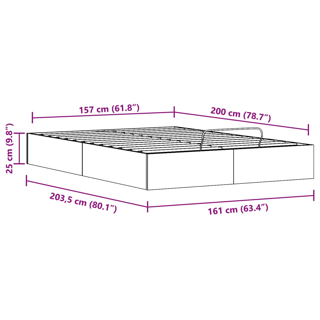 Otmansengestel med opbevaring Naturfarvet 160 x 200 cm