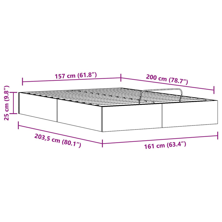 Otmansengestel med opbevaring Naturfarvet 160 x 200 cm
