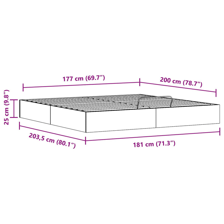 Otmansengestel med opbevaring Voksbrun 180 x 200 cm