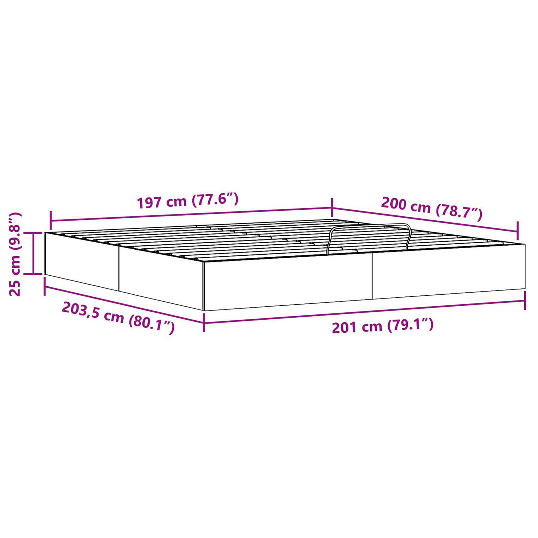 Otmansengestel med opbevaring Hvid 200 x 200 cm