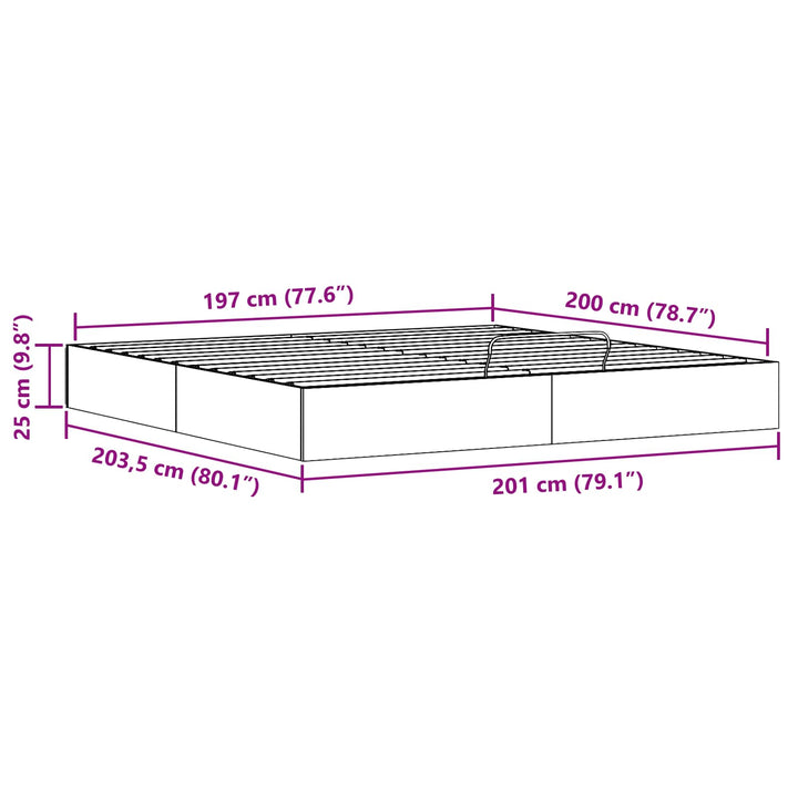 Otmansengestel med opbevaring Hvid 200 x 200 cm