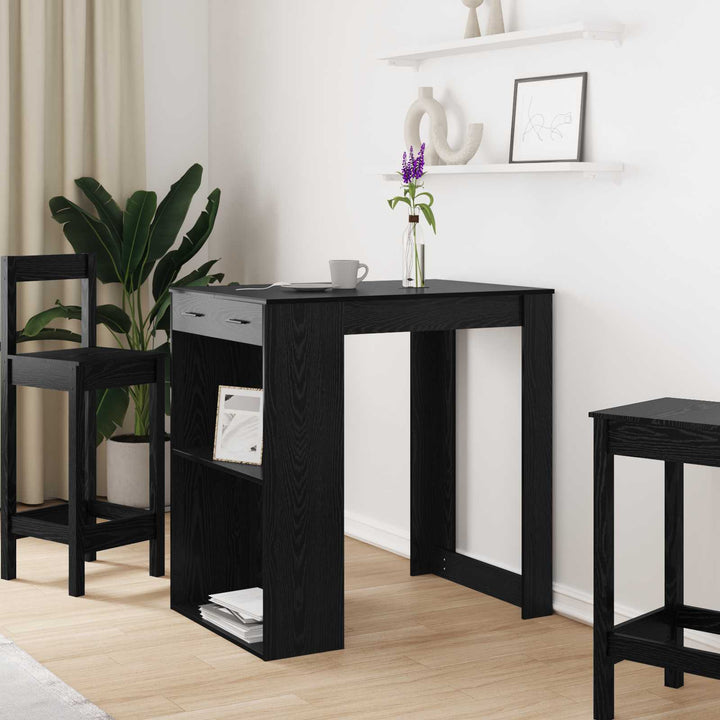 Barbord 102 x 70 x 103,5 cm Konstrueret træ Sort eg Rektangulær