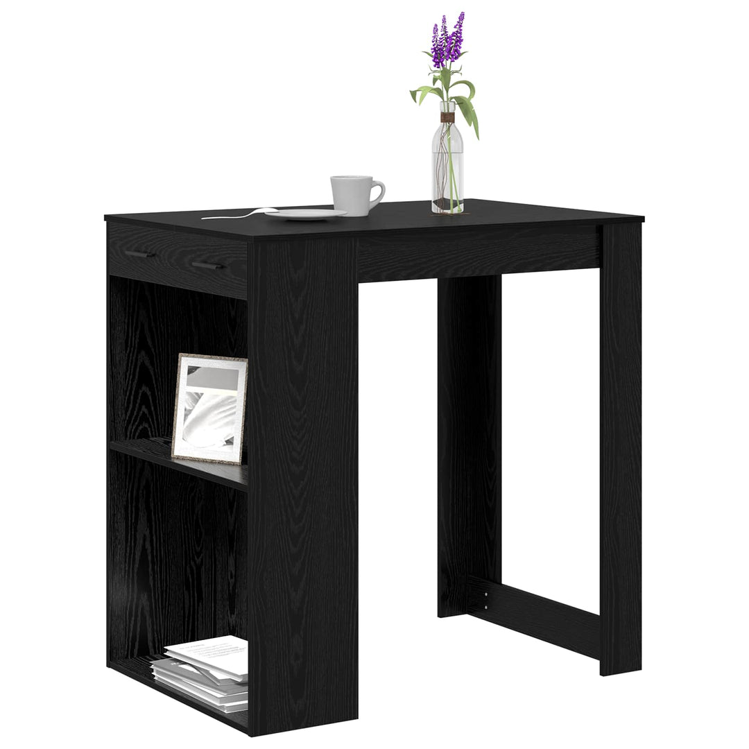 Barbord 102 x 70 x 103,5 cm Konstrueret træ Sort eg Rektangulær