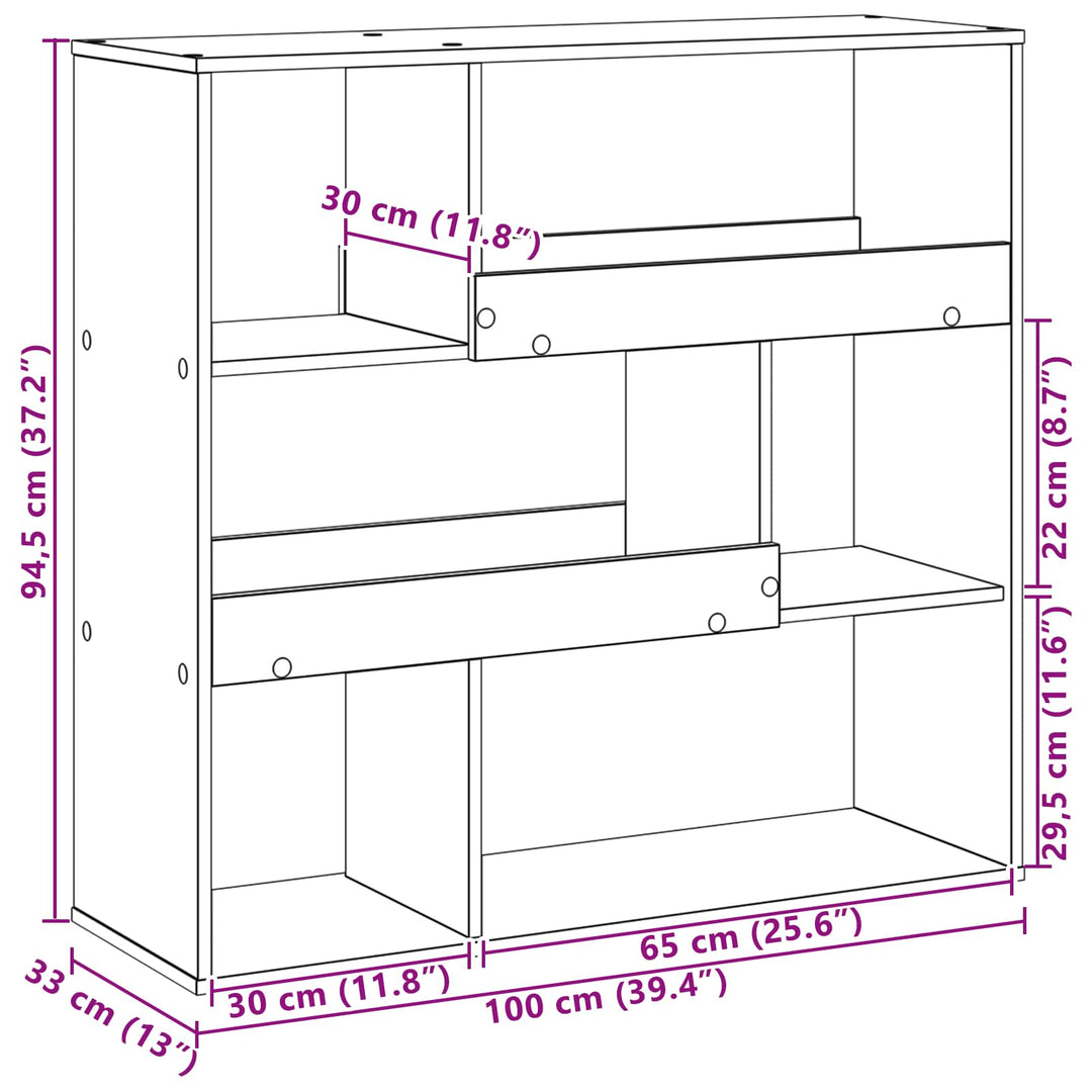 Boghylde Sort eg 100 x 33 x 94,5 cm Konstrueret træ