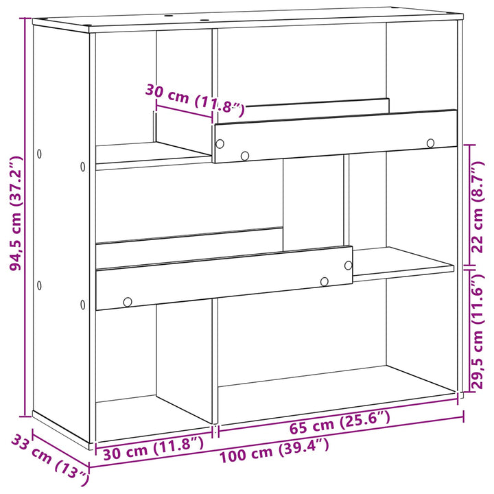 Boghylde Sort eg 100 x 33 x 94,5 cm Konstrueret træ