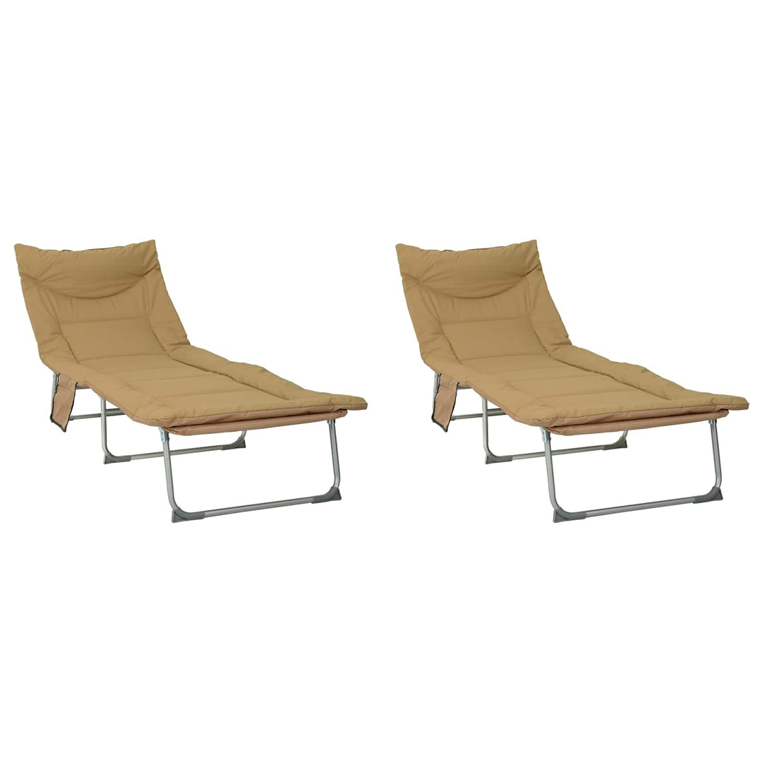 Sammenklappelig solstol med pude 2 stk. Beige
