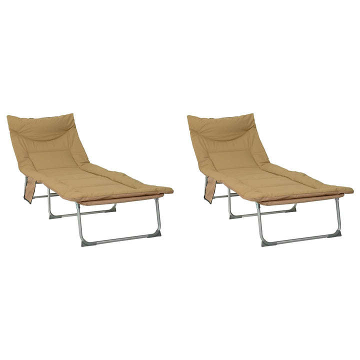 Sammenklappelig solstol med pude 2 stk. Beige