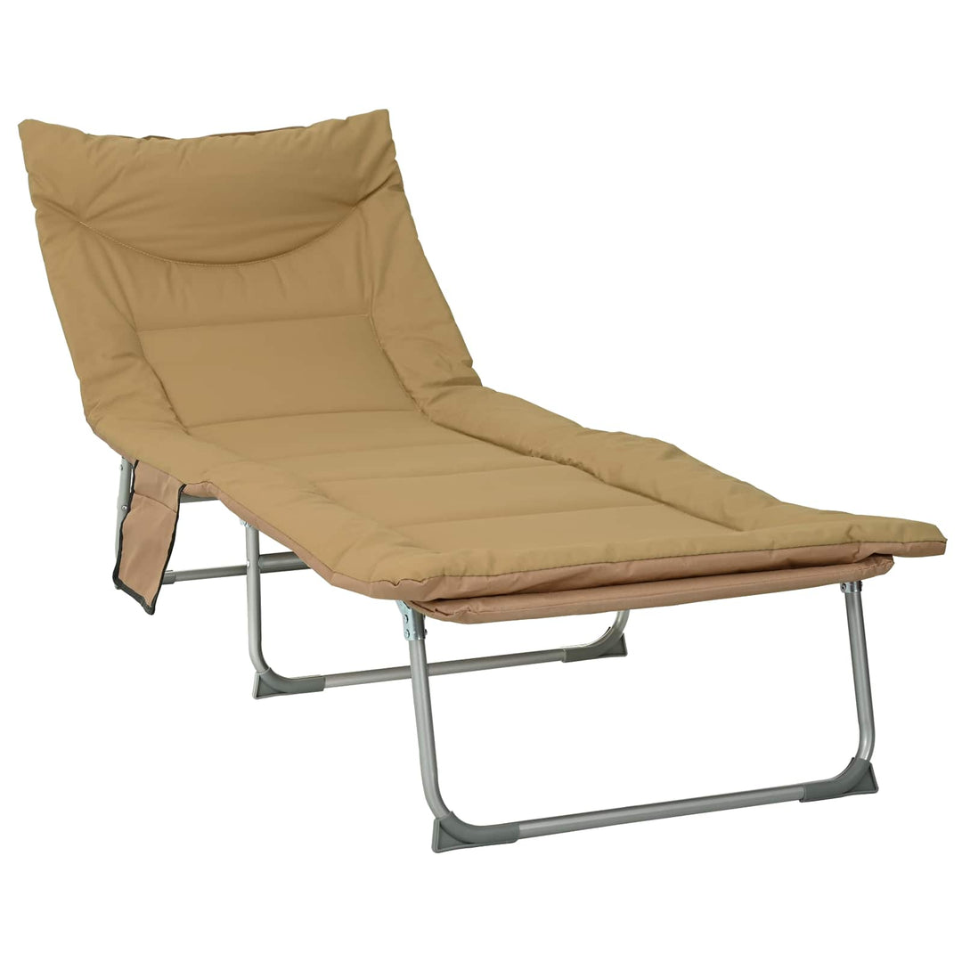 Sammenklappelig solstol med pude 2 stk. Beige