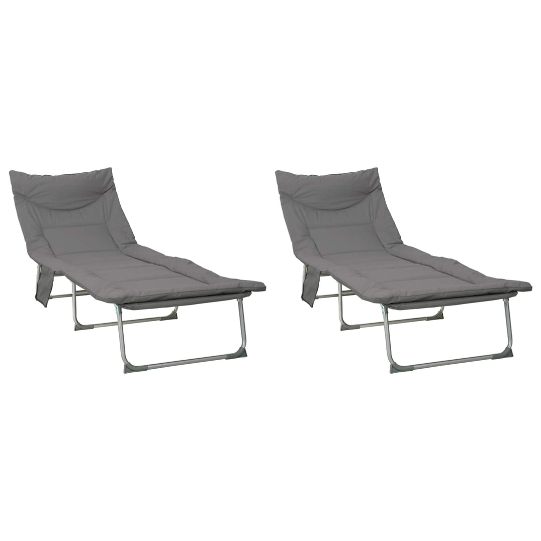 Sammenklappelig solstol med pude 2 stk. Antracit