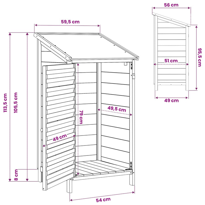 Have Skur Grå 59 x 56 x 113,5 cm Massivt Fyrretræ
