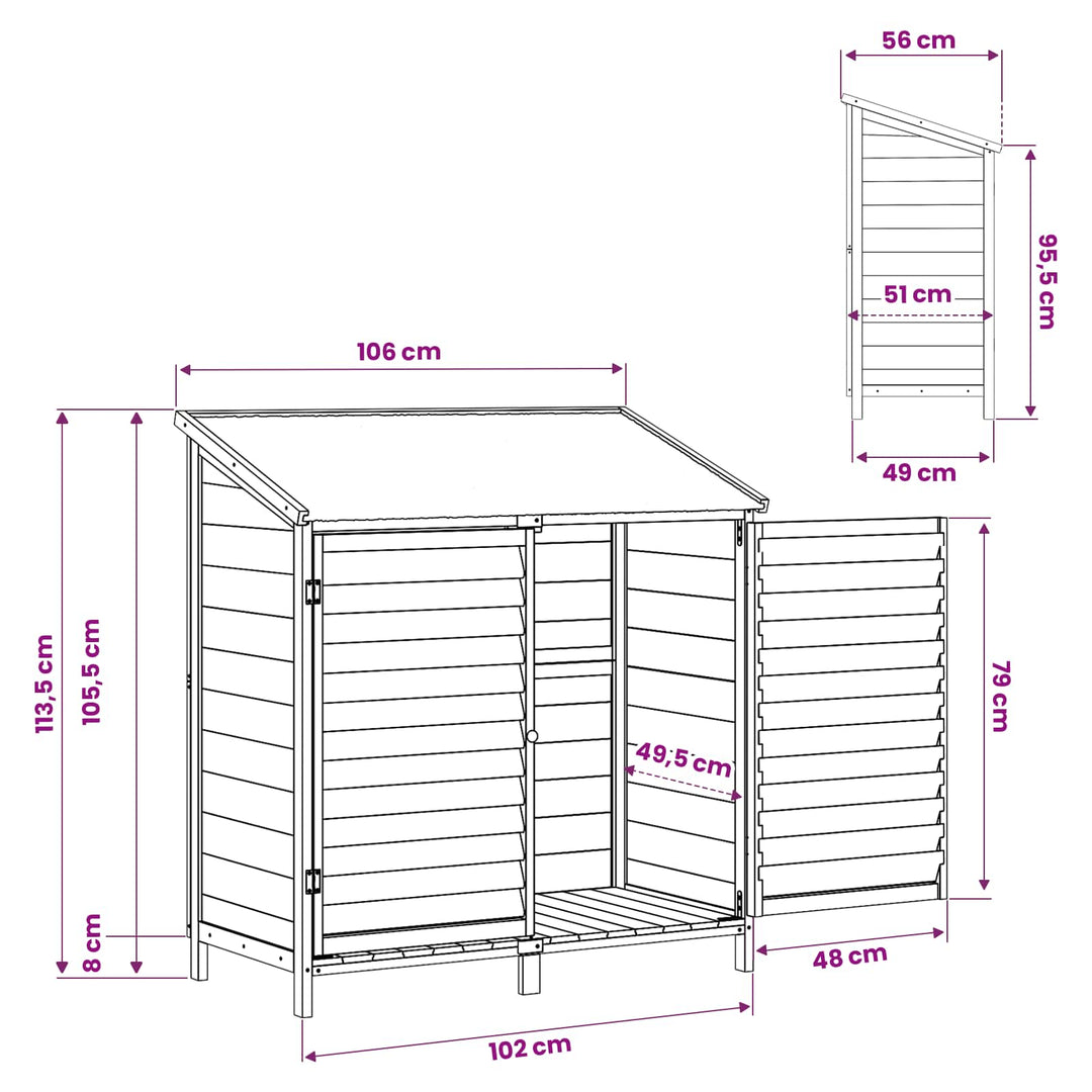 Have Skur Naturfarvet 106 x 56 x 113,5 cm Massivt Fyrretræ
