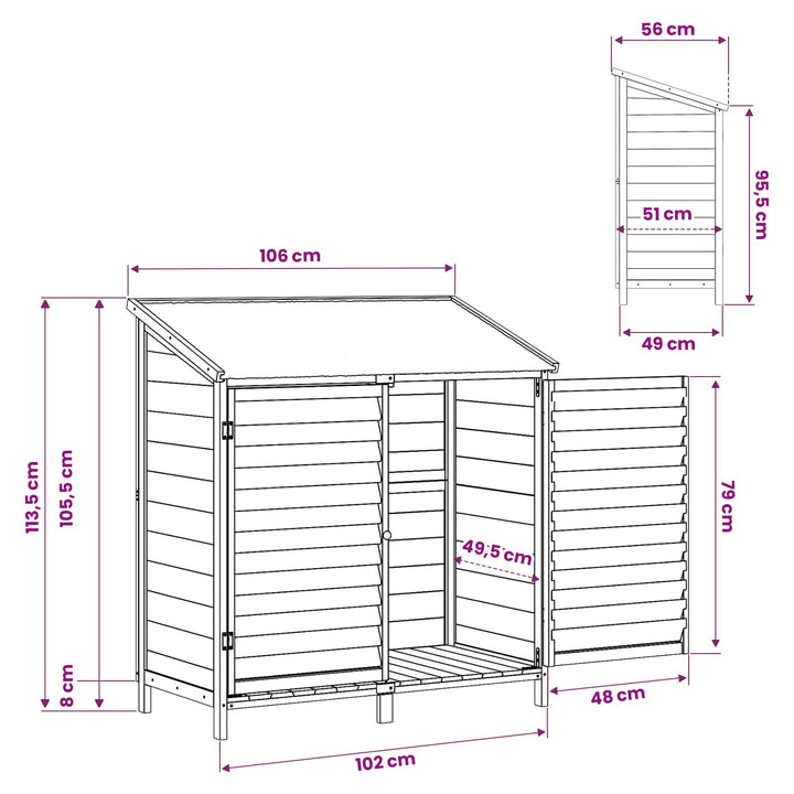 Have Skur Naturfarvet 106 x 56 x 113,5 cm Massivt Fyrretræ